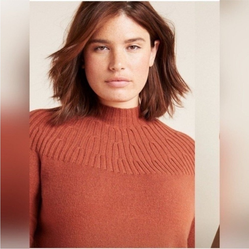 Anthropologie Women Cedar Knit Welford Tunic Mock Neck Sweater Size Large - Picture 2 of 9